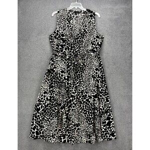 Who What Wear Wrap Dress womens XXL Animal Print Black Midi‎ Sleeveless Belted